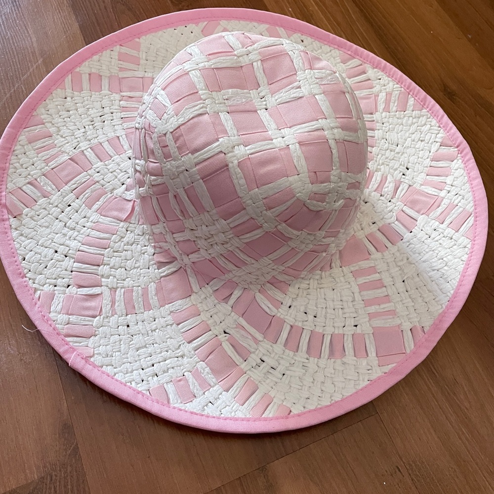 Pink straw beach hat